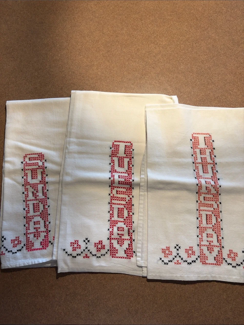 Vintage Embroidered Kitchen Dish Towels